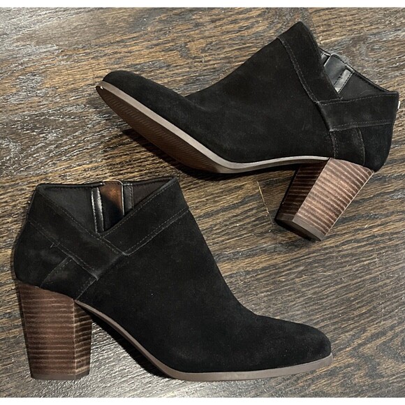 Ugg Koolaburra Amalea Boots Women’s 11 Heels Suede Leather Ankle Booties Black - Picture 3 of 9